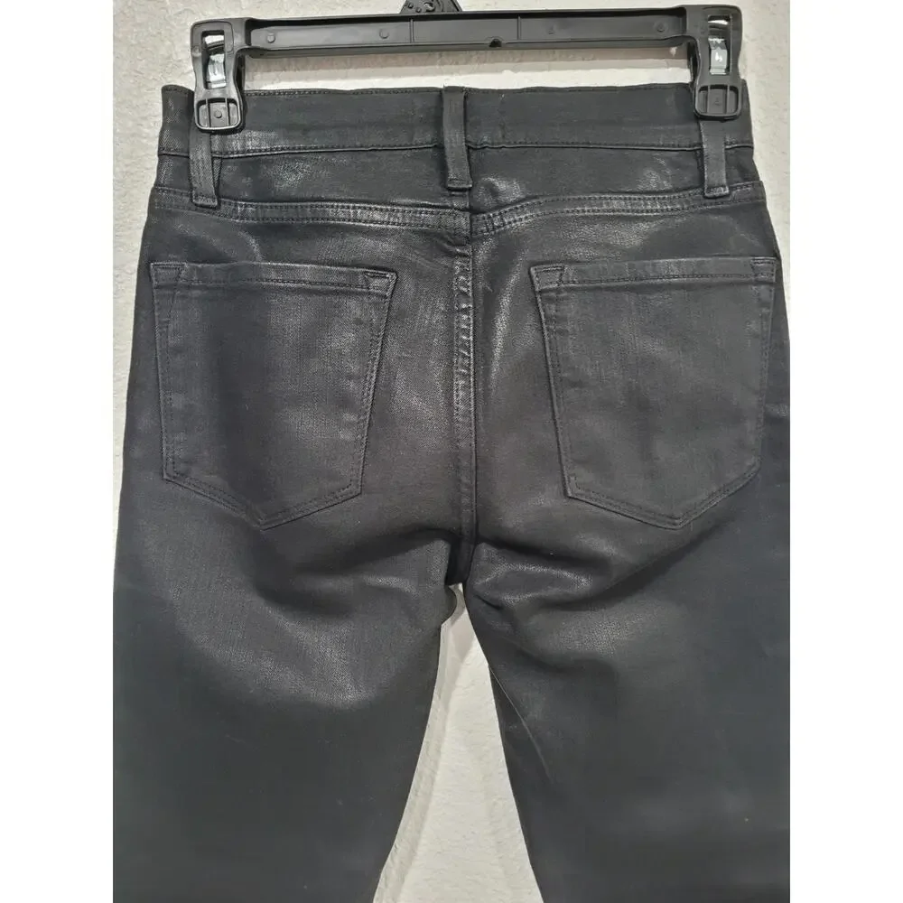 Frame Women's Le Skinny de‎ Jeanne Black Shine Noir Jeans size 27 #P3 - Picture 4 of 7